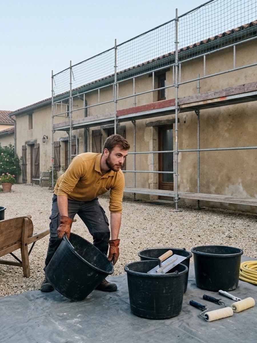Ravalement d'une façade par un façadier qualifié