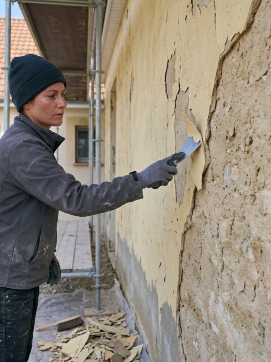 Ravalement d'une façade par un façadier qualifié